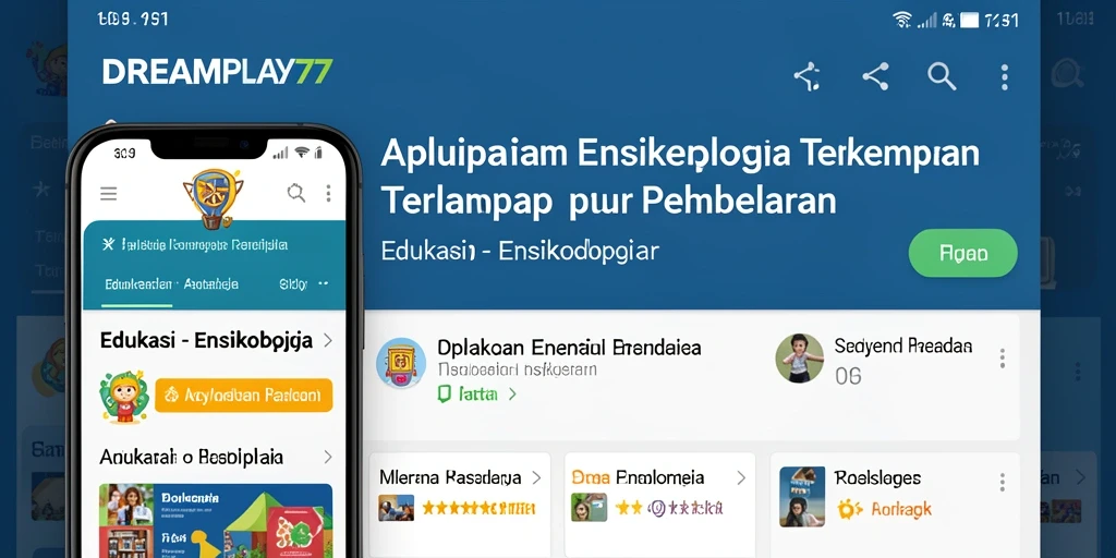 Tampilan antarmuka pengguna aplikasi Ensiklopedia DREAMPLAY77.