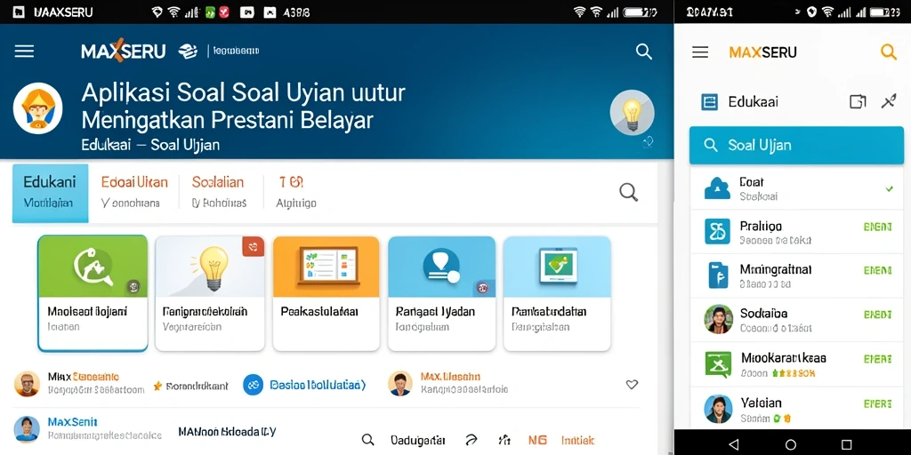 Screenshot utama MAXSERU menampilkan antarmuka aplikasi Soal Ujian.