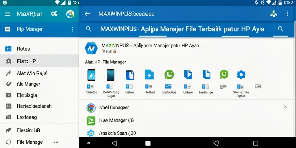 Tampilan antarmuka aplikasi File Manager MAXWINPLUS yang elegan dan mudah digunakan.