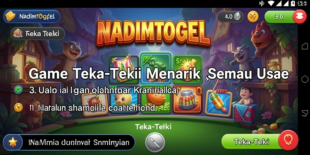 Tampilan antarmuka NADIMTOGEL dengan teka-teki yang menantang.