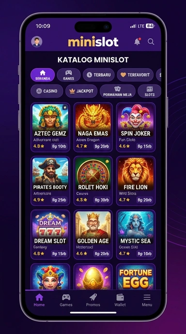 Tampilan katalog aplikasi minislot