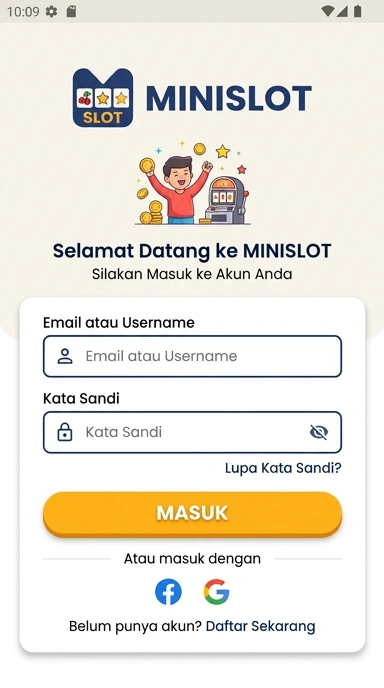Tampilan halaman login minislot